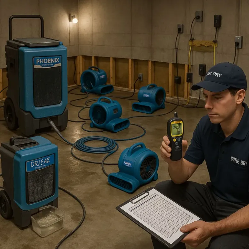 Structural Drying and Dehumidification process in Farrell, PA